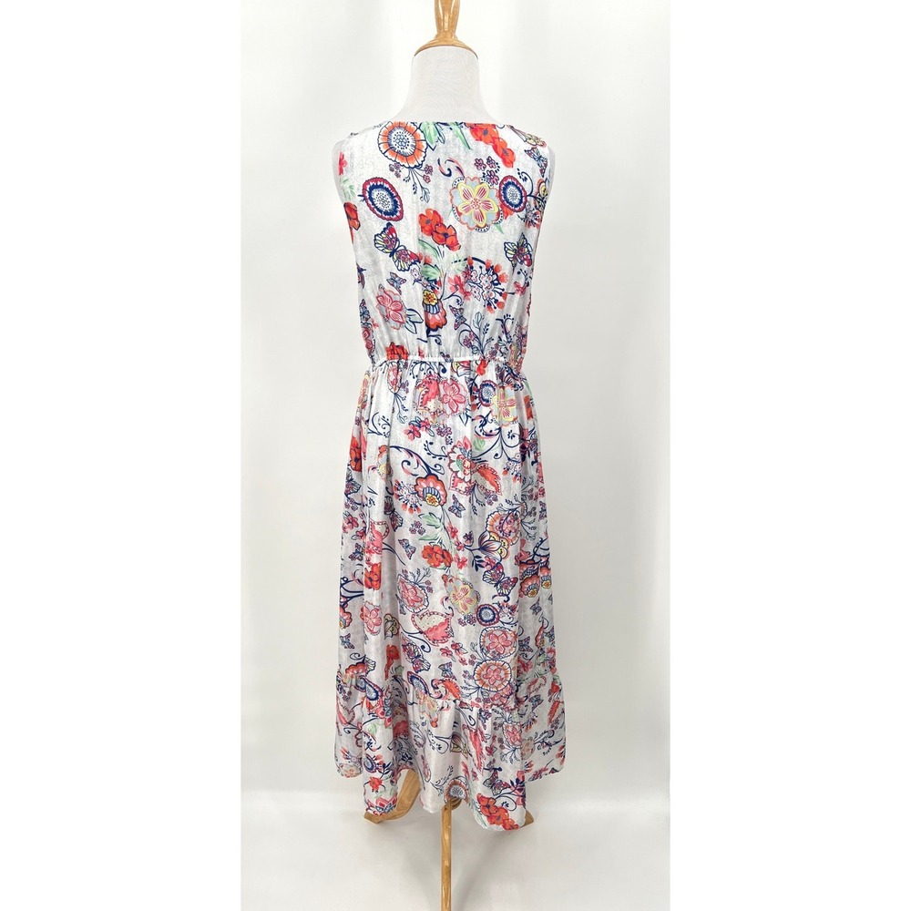 SUNDANCE Dress Womens Small Light Gray Multi Floral Print Silk Sleeveless Maxi - Picture 2 of 16